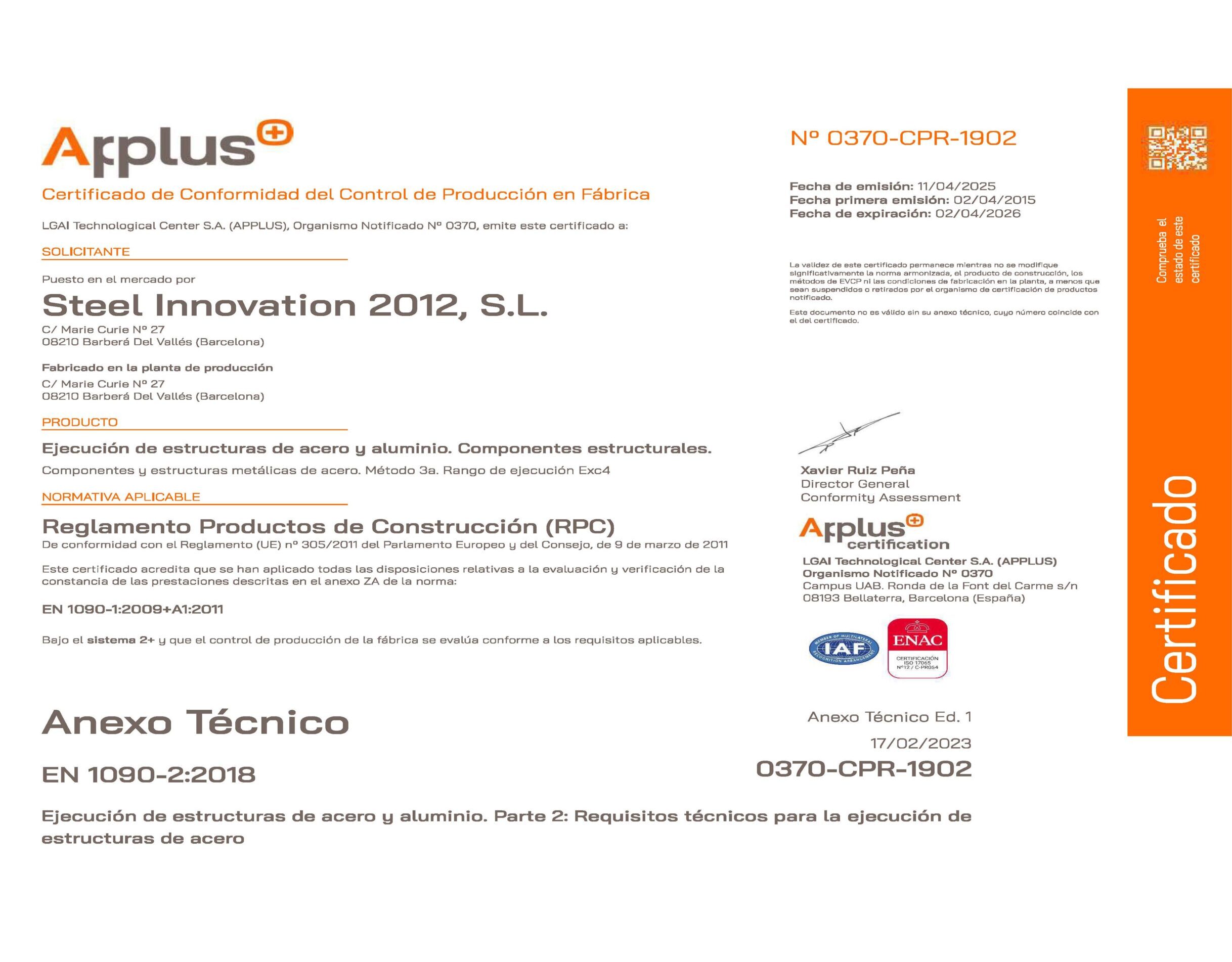 CERTIFICADO CALIDAD 2025